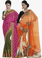Indian Women By Bahubali Combo of 2 Multicoloured Embellished Sarees