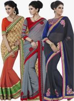 Indian Women By Bahubali Combo of 3 Multicoloured Embellished Sarees