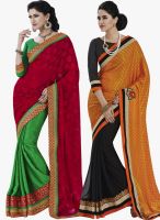Indian Women By Bahubali Combo of 2 Multicoloured Embellished Sarees