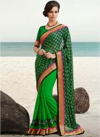 Indian Women By Bahubali Green Embroidered Saree