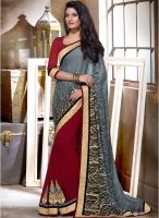 Indian Women By Bahubali Grey Embroidered Saree