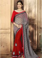 Indian Women By Bahubali Grey Embroidered Saree