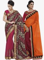 Indian Women By Bahubali Pack Of 2 Multicoloured Embroidered Saree