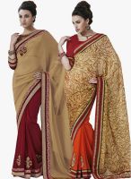 Indian Women By Bahubali Pack Of 2 Multicoloured Embroidered Saree