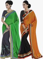 Indian Women By Bahubali Pack Of 2 Multicoloured Embroidered Saree