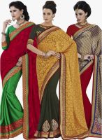 Indian Women By Bahubali Pack Of 3 Multicoloured Embroidered Sarees