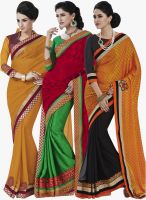 Indian Women By Bahubali Pack Of 3 Multicoloured Embroidered Sarees