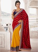 Indian Women By Bahubali Red Printed Saree