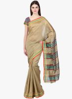 Janasya Janasya Beige Synthetic Weaved Saree