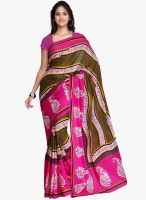 Janasya Janasya Pink Crepe Printed Saree