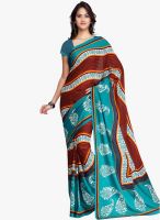 Janasya Janasya Turquoise Crepe Printed Saree