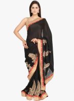 Jashn Black Embroidered Saree