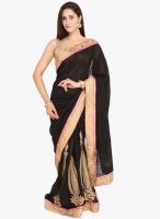 Jashn Black Embroidered Saree