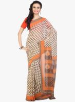Jashn Orange Printed Saree