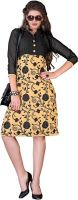 Jiya Party, Festive Self Design, Embroidered Women's Kurti(Beige, Black)