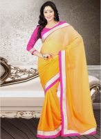 Kalista Fashions Orange Solid Saree