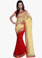 Kalista Fashions Red Embroidered Saree