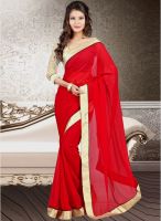 Kalista Fashions Red Solid Saree