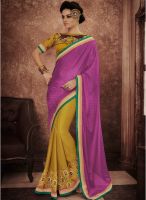 Kalista Fashions Wine Embroidered Saree
