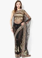 Khazana Black Printed Saree With Blouse