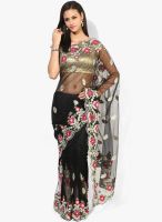 Khazana Black Printed Saree With Blouse