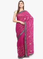 Khazana Pink Printed Saree With Blouse