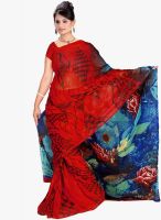 Khushali Fashion Red Printed Saree