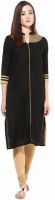 Kira Embroidered Women's Straight Kurta(Black)