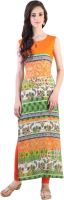 Libas Paisley Women's Straight Kurta(Orange, Green)