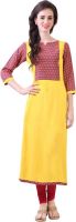 Libas Printed Women's A-line Kurta(Yellow)