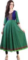 Libas Printed Women's Anarkali Kurta(Dark Green)