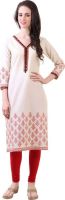 Libas Printed Women's Straight Kurta(White)