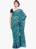 Lookslady Aqua Blue Printed Saree