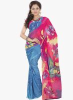 Lookslady Aqua Blue Printed Saree