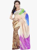 Lookslady Beige Printed Saree