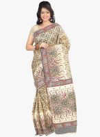 Lookslady Beige Printed Saree
