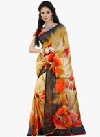 Lookslady Beige Printed Saree