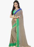 Lookslady Beige Printed Saree