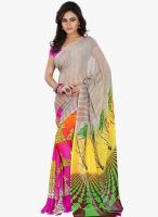 Lookslady Beige Printed Saree