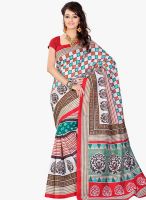 Lookslady Beige Printed Saree