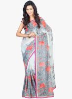 Lookslady Beige Printed Saree