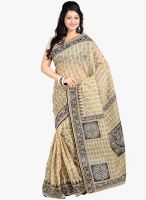 Lookslady Beige Printed Saree