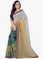 Lookslady Beige Printed Saree