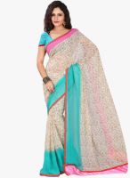 Lookslady Beige Printed Saree