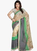 Lookslady Beige Printed Saree