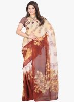 Lookslady Beige Printed Saree