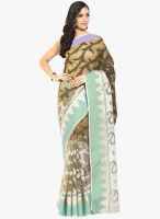 Lookslady Beige Printed Saree With Blouse