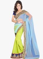 Lookslady Blue Embroidered Saree