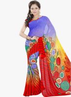 Lookslady Blue Printed Saree