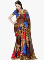 Lookslady Brown Printed Saree